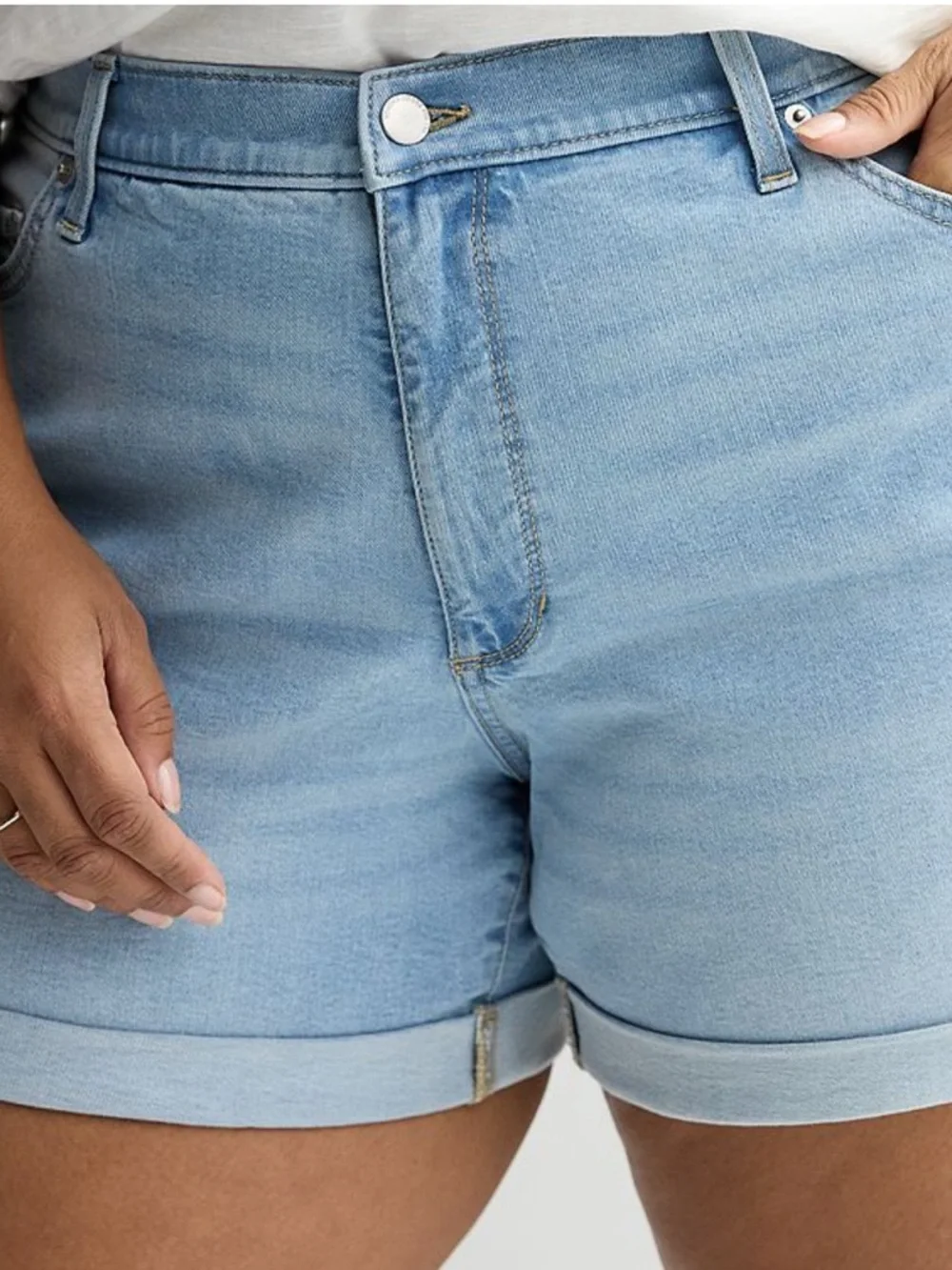 Sonoma curvy Light wash Denim Roll-Cuff Shorts - Picture 2 of 6